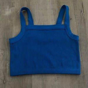 Cotton On Blue Cropped Tank Top (Size Medium)